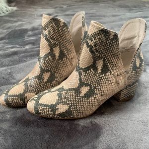 Snake skin-printed booties